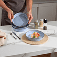 thumbnail image 2 of Onader Pasta Bowls Set of 4, 34oz Ceramic Large Salad Bowl Plates for Serving Soup Dinner, Shallow Stoneware Pasta Plate, Microwave & Dishwasher Safe, Gray Blue, 2 of 7