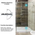 thumbnail image 3 of 2 Pack 180 Degree Frameless Glass Shower Door Hinges, Brushed Nickel Shower Door Hinges Heavy Duty 304 Stainless Steel, 3 of 7