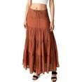 thumbnail image 3 of HYFVE Women's Juniors Smocked Waist Broomstick Boho Skirt (Rust, Medium), 3 of 3