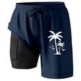 thumbnail image 3 of Mens Workout Shorts Swim Trunks Compresssion Liner Inseam Board Shorts Bathing Suit With Pockets Athletic Shorts Dark Blue L, 3 of 4