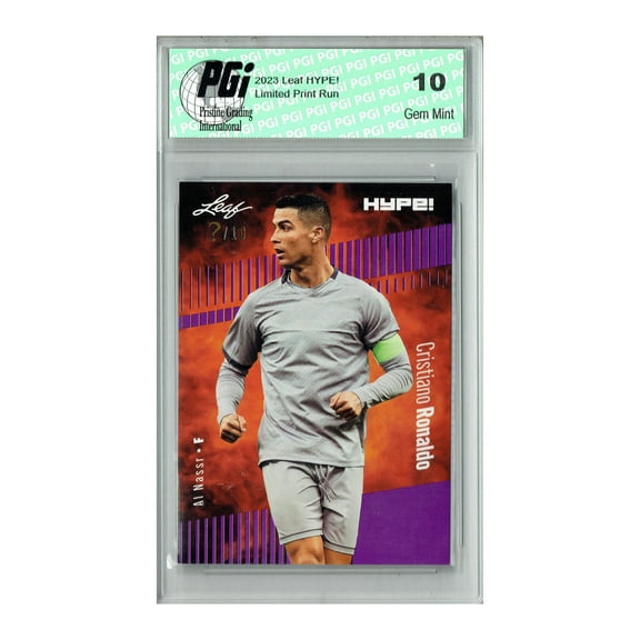 Cristiano Ronaldo 2023 Leaf HYPE! #110 Purple SP, Just 10 Made Trading Card PGI 10
