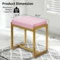 thumbnail image 2 of Vanity Stool, Pink Small Vanity Stools Chair, Square Cushion Makeup Chairs for Vanity, Metal Foot Stool Ottoman Seat for Bedroom Makeup Living Room, Pink & Gold, 2 of 14
