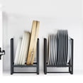 thumbnail image 1 of MINGFANITY 2 soportes para platos organizador de metal para almacenamiento de platos, estante de exhibición para gabinete, mostrador y armario, color negro, 1 of 5