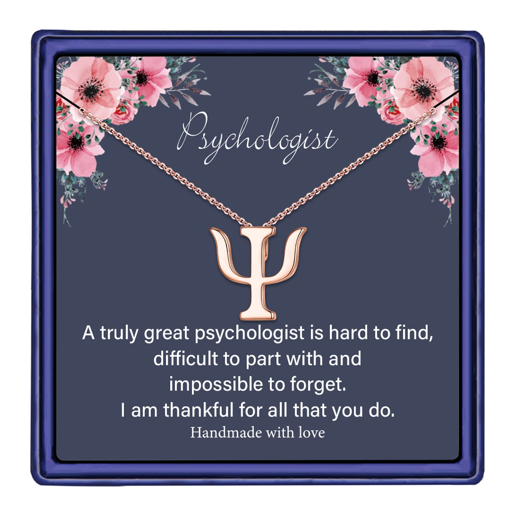 TINGN Psychology Gifts Psi Symbol Necklace Dainty Psi Necklace Caduceus