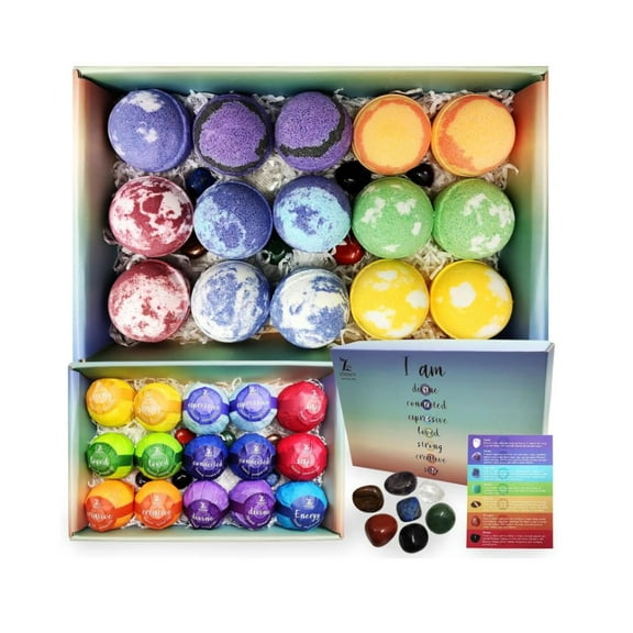 Purelis Chakra Healing Gemstones Bath Bombs Gift Set