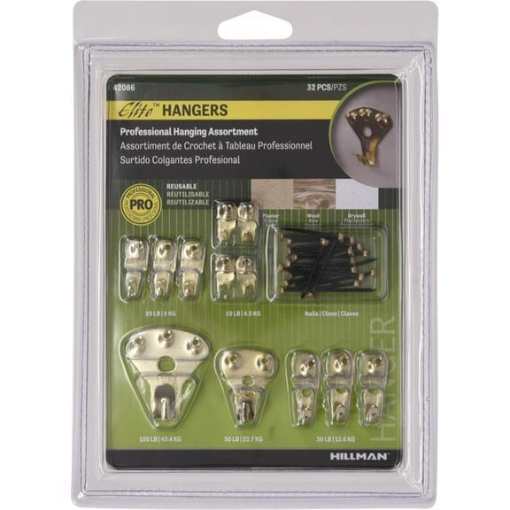 Hillman Assorted Brass Picture Hangers. 32-Pk.