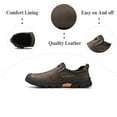 thumbnail image 2 of Mens Leather Non-slip Loafers Outdoor Hiking Sneakers Lightweight Casual Work Shoes Comfortable Soft Driving Shoes Brown 8.5 US, 2 of 7