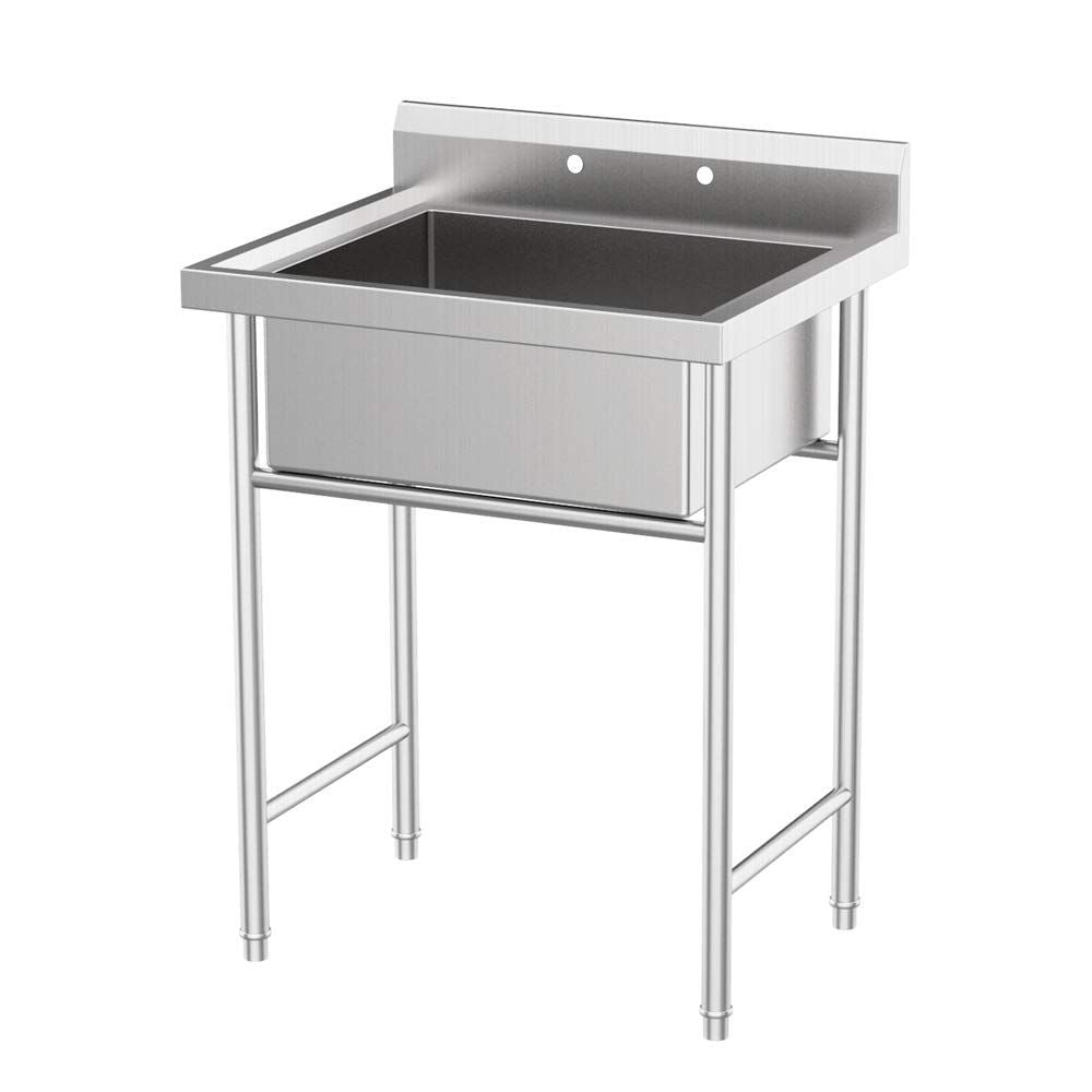 Sink Stainless Steel Utility Commercial Grade Laundry Tub Culinary for Outdoor Indoor Garage Kitchen Laundry Utility Room Size : 50×50×80cm