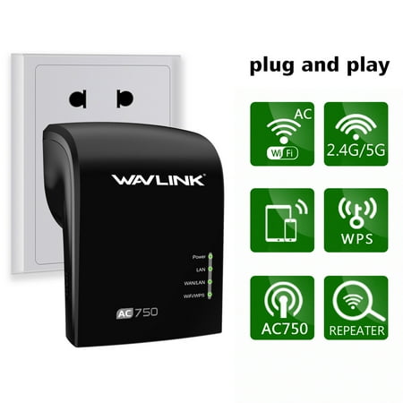 Long Range Wireless Router - Wavlink AC750 Dual Band Wi-Fi Range Extender/Access Point/ Wireless Repeater WIFI Signal Booster Amplifier -Black