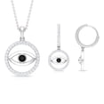 thumbnail image 4 of Rosec Jewels Black Onyx Evil Eye Pendant and Earrings Set - AAA Quality - Black and White Jewelry Set for Women - Ready to Gift, 18K White Gold, 4 of 8