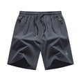 thumbnail image 3 of Men's Elastic Waist Zippered Pocket Training Shorts, Fitness Gym Shorts, Athletic Workout Shorts, Polyester Quick Dry & Breathable, For Running, Jogging, Sports, Summer | JASKFLY,Dark Gray XL, 3 of 9