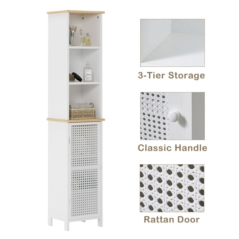 Soges 60 inch Tall Bathroom Storage Cabinet Tall Narrow Cabinet