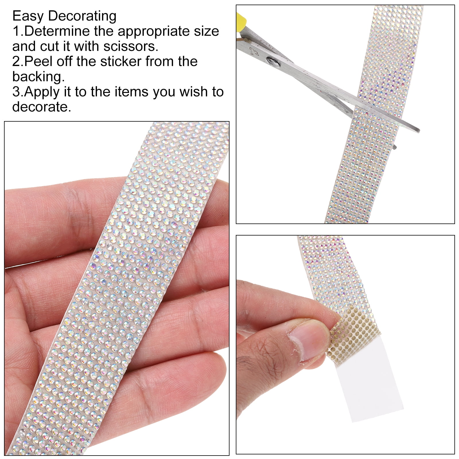 Uxcell 6 Rolls Self-Adhesive Rhinestone Ribbon for DIY Arts Crafts, Mineral Gold