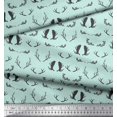 thumbnail image 3 of Soimoi Green Heavy Canvas Fabric Antler & Leaves Print Fabric by the Yard 58 Inch Wide, 3 of 3