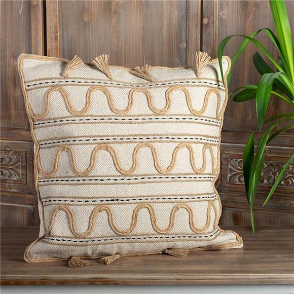 Housse de Coussin en Coton avec Décoration en Corde de Jute