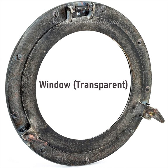 Rustic Dark Black Patina Porthole | Vintage Ship Decor Mirror | Pirate Gift | Black Chick Stylish Old Fashioned Wall & Door Fixtures Windows (Window (Transparent), 12 Inches)