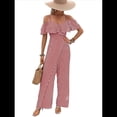 thumbnail image 3 of Plisados A Rayas para Mujer, Elegantes, de Verano, con Tirantes y Pantalones de Pierna , . Vino Tinto S, 3 of 7
