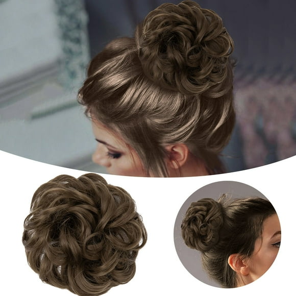 Riforla European and Hairband Head Wig Elastic Hair Package Flower Head Package Curly Hair Wigs for Women Brown