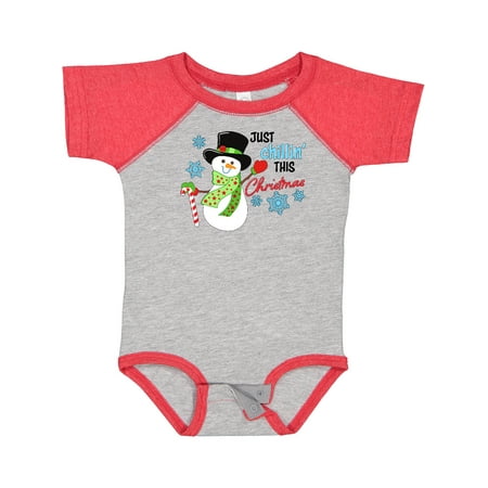 

Inktastic Just Chillin This Christmas Fun Snowman in Top Hat Gift Baby Boy or Baby Girl Bodysuit