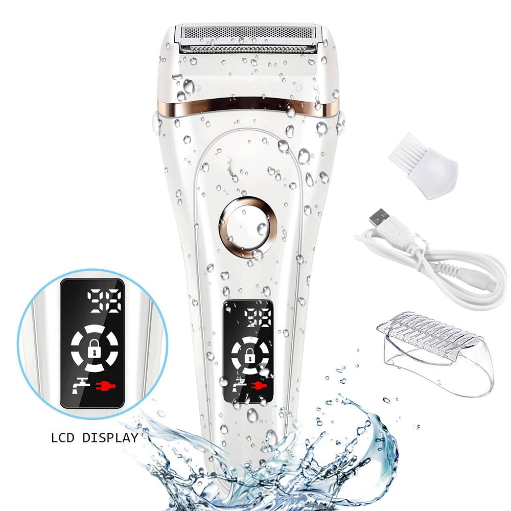 Electric Razor for Women, Painless Lady Shaver Waterproof Wet & Dry, USB Rechargeable Low Noise Body Hair Remover Epilator Bikini Trimmer Grooming Kit w/ LED Display for Legs Arm Armpit Underarms