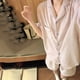 thumbnail image 4 of Conjunto de pijama de verano para mujer, ropa de casa cómoda, suave, suelta, con estampado de letras, Top con botones y pantalones cortos, 2 piezas, Multicolor, 4 of 5