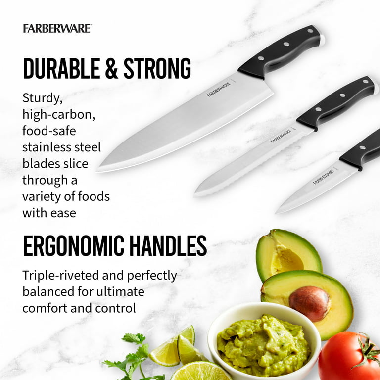 Farberware Colourworks 4-Piece Chef Knife Set Utility/Chef/Paring