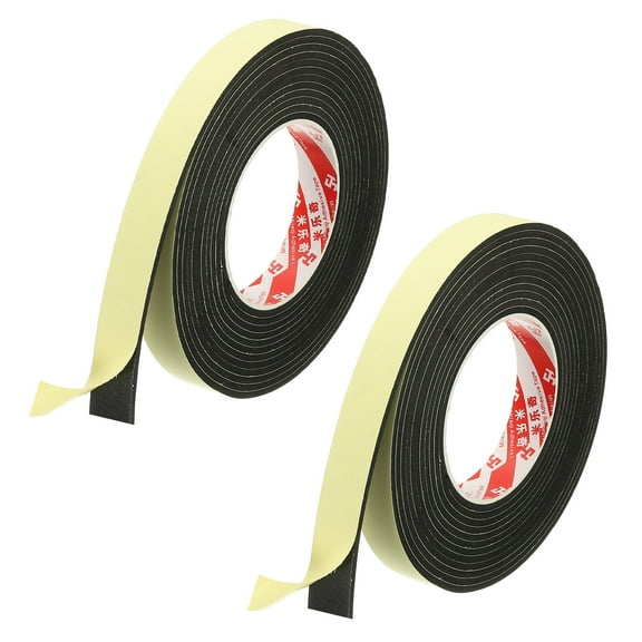 3/4 Inch x 16.4 Ft Weather Stripping Door Seal Strip, 2 Roll 3mm Thick EVA Self Adhesive Foam Seal Tape for Door Window Insulation, Black