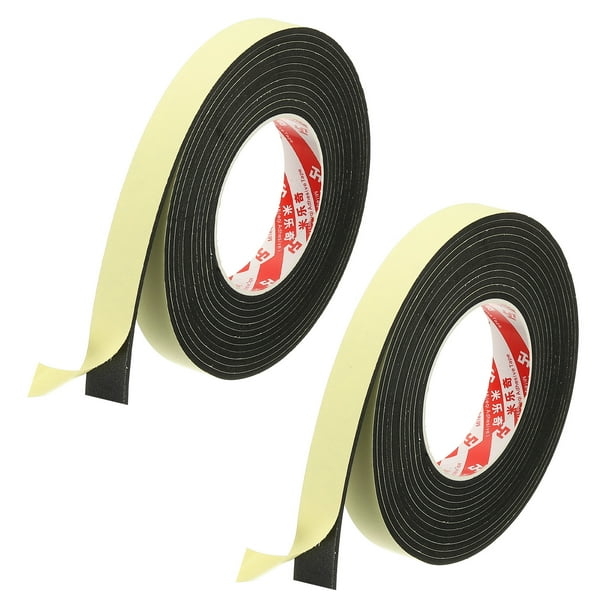 Cinta de Sellado para Puertas de 3/4 Pulgada x 16.4 Pies, 2 Rollos de 3mm de Espesor, Cinta de Espuma Autoadhesiva para Aislamiento de Puertas y Ventanas, Negra