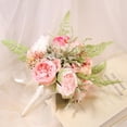 thumbnail image 4 of Wedding Bouquet Peach Pink Flower Bridal Bouquet 9.8" Tall, 4 of 5