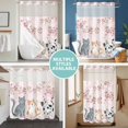 thumbnail image 5 of No Hook Shower Curtain with Snap in Liner, Cute Cats Pink Cherry Blossom Branches Waterproof Bath Curtain Double Layers with See Through Top Window, Spring Summer Floral Hotel Shower Curtains 72x72in, 5 of 9