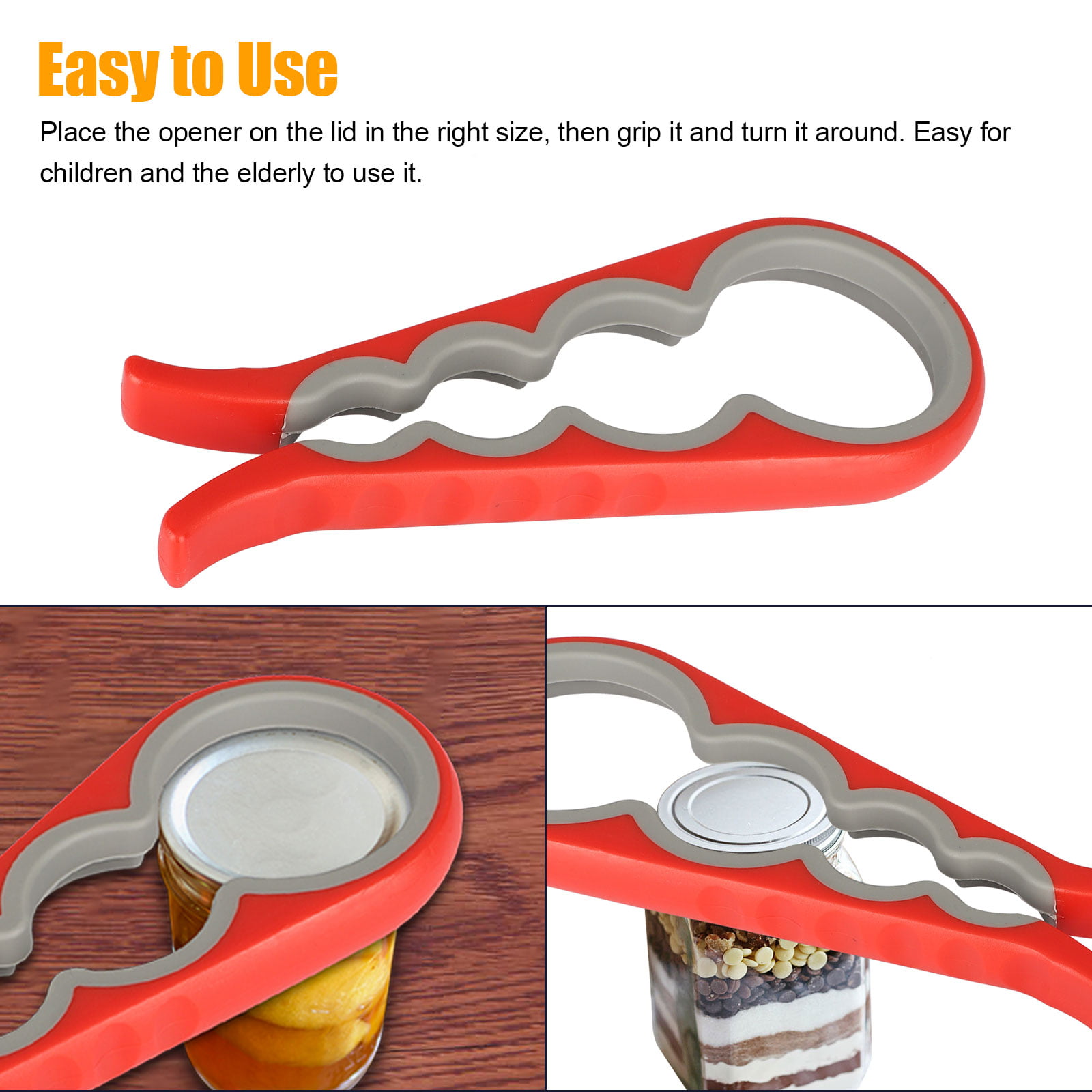 Jar Opener Jar Key,Easy Grip Jar Lid Opener Plastic Jar Opener for Weak  Hands,Elderly, Children