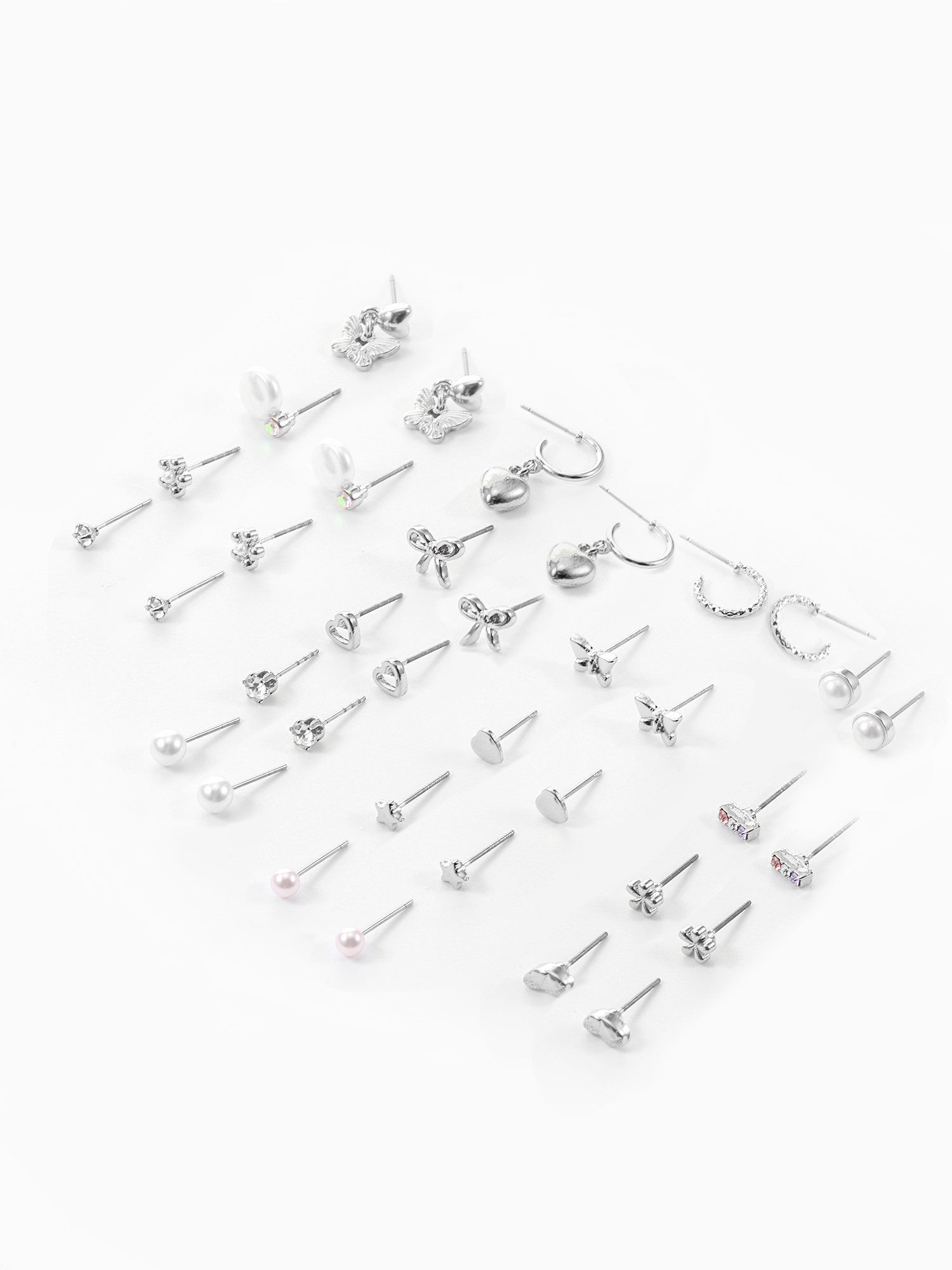 No Boundaries Hypoallergenic Post Earring Pack, 18 Pairs Silver photo 2