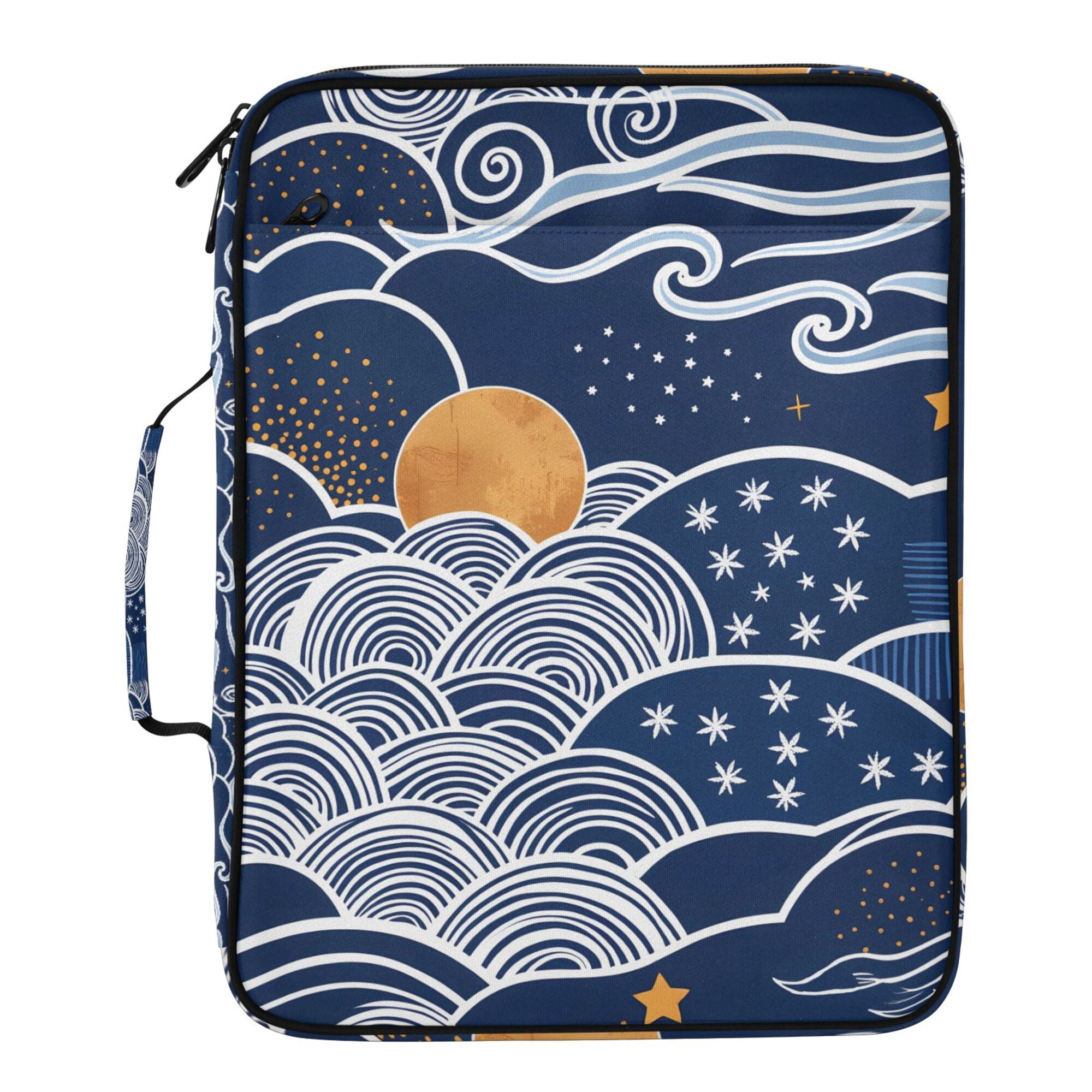 FORMRS Accordion File Folder A4 Size 7-Pocket Expanding Document Organizer Bag with 3 Ring Binder, Blue Night Sky