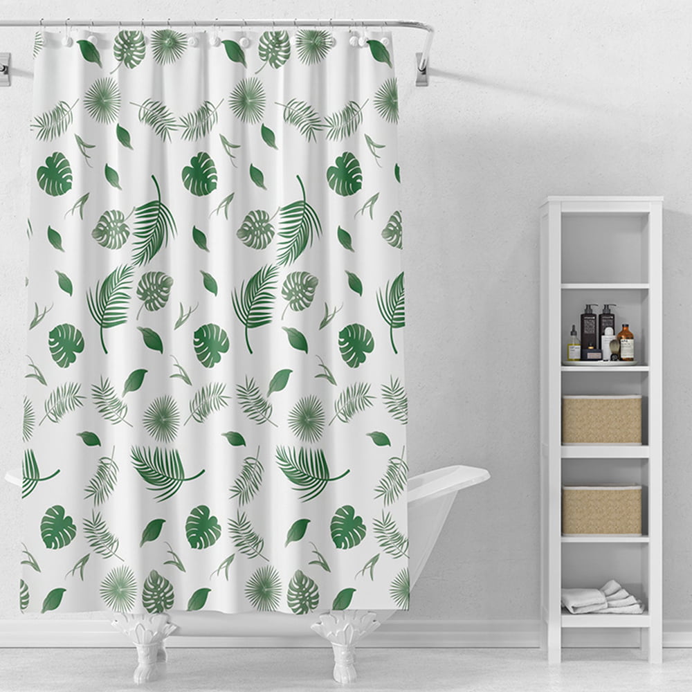 72X72'' Tropical  Greens Shower Curtain Bathroom Waterproof Polyester 12 Hooks 