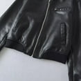 thumbnail image 5 of JGGSPWM Womens Faux Leather Bomber Jackets Vintage Casual Long Sleeve Hoodless Leather Coat Jacket Collar Zip Up Cropped Biker Coat Black L, 5 of 8
