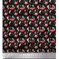 thumbnail image 1 of Soimoi Black Cotton Duck Fabric Monstera Leaves,Peach Floral & Flamingo Bird Decor Fabric Printed BTY 42 Inch Wide, 1 of 1