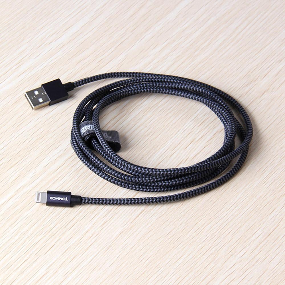 MFi Certified 3.3 Feet (1 m) Heavy-duty Nylon-Braided Data Sync Lightning to USB Charger Charging Cable Cord for iPhones - Black