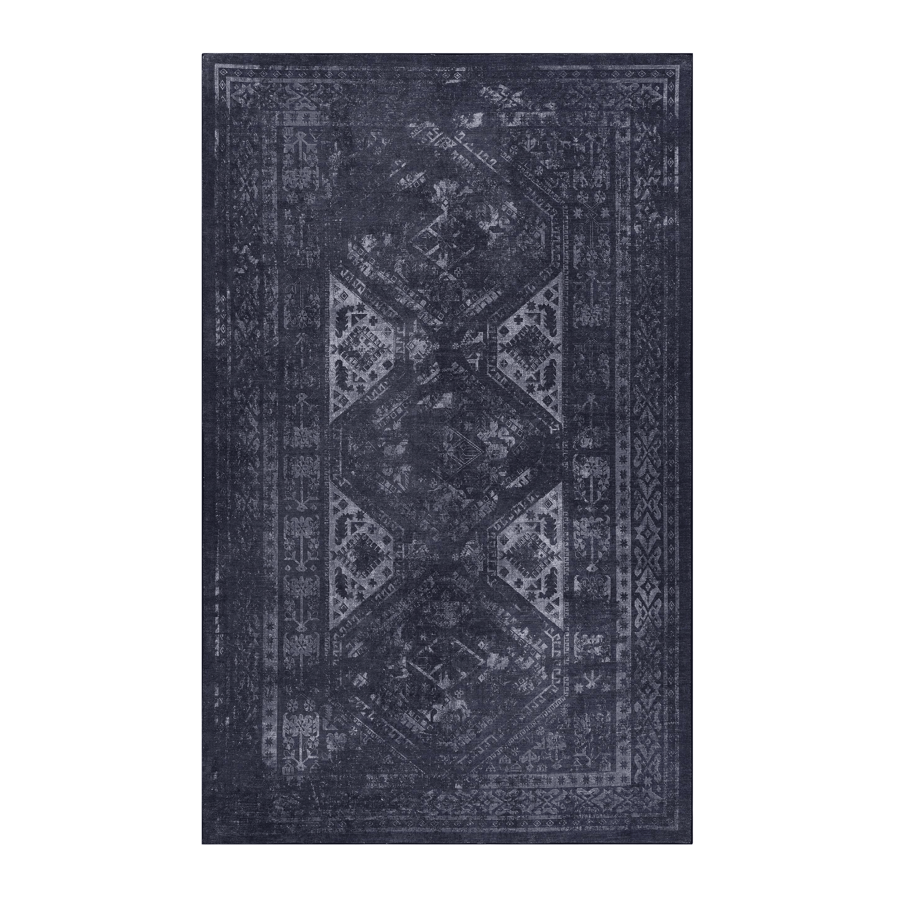 Area Rug 2' x 3' Non-Slip Low Pile Chenille Doormat Rug Stain Resistant Indoor Carpet for Living Room Bedroom Kitchen Entryway Hallway