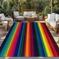 thumbnail image 3 of Fsddascl Rainbow Stripes Outdoor Rug for Patio/Deck/Porch, Non-Slip Large Area Rug 4 x 6 Ft, Mexico Colored Stripes Minimalist Indoor Outdoor Rugs Washable Area Rugs, Reversible Camping Rug Carpet, 3 of 5