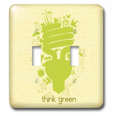 3dRose Think Green Earth Day Conserve Energy Eco-Friendly Light Bulb Design - Double Toggle Switch (lsp_104538_2)
