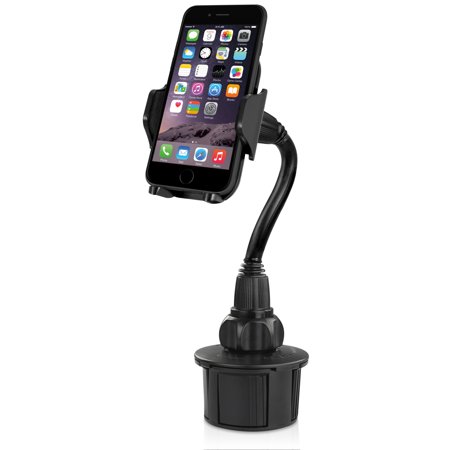 Macally Car Cup Holder Phone Mount with Longer Neck & 360° Rotatable Cradle for iPhone X XS Max XR 8 Plus 7 7+ 6s 6 SE, Samsung Galaxy S8 S7 Edge S6 Note 5, Smartphones, GPS etc.