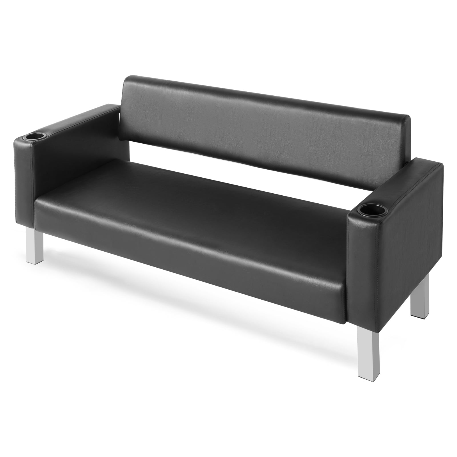 Artist Hand 60.6" Waiting Room Bench Black Salon Reception Chair Office