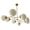 thumbnail image 2 of 8 Light Linear Globe Mid Century Brass Sputnik chandelier light Fixture, 2 of 10