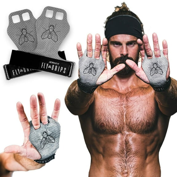 JerkFit Fly Grips, Hand Grips for Cross Training, Soft Vegan Lightweight Weight Lifting Gloves with Grip for Pull Ups, Powerlifting, Gymnastics, and WOD, Prevent Rips and Blisters