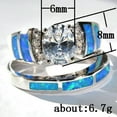 thumbnail image 5 of Blue Opal Oval Cz Band Women's White Gold Filled Engagement Rings Set Size 5-10, 5 of 5