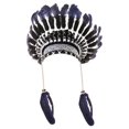 thumbnail image 1 of Tocado de plumas para hombres y mujeres, sombrero de jefe para espectáculos, juegos de rol, fiestas y presentaciones. Azul, 1 of 8