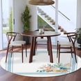 thumbnail image 3 of Round Rug 6Ft Washable Non-Slip, Blue Coastal Circle Area Rugs for Living Room Bedroom, Nautical Starfish Eucalyptus Leaf Coral Striped Indoor Floor Mats Carpet Runner for Home Decor Aesthetic, 3 of 8
