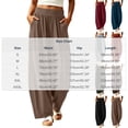 thumbnail image 3 of YABCSAZ Women's Barrel Pants Solid Color Wide Leg Pants Elastic Waist Pants Casual Pants with Pockets for Summer Travel Loose Baggy Trousers, Gifts for Women, 3 of 8