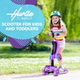 thumbnail image 2 of Hurtle 3-Wheeled Scooter for Kids - Wheel LED Lights, Adjustable Lean-to-Steer Handlebar, and Foldable Seat - Sit or Stand Ride with Brake for Boys and Girls Ages 1-14 Years Old (HURFS42P) Purple, 2 of 8