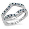 Dazzlingrock Collection 0.30 Carat (ctw) 14K Blue & White Diamond Wedding Band Enhancer Guard Ring 1/3 CT, White Gold, Size 8